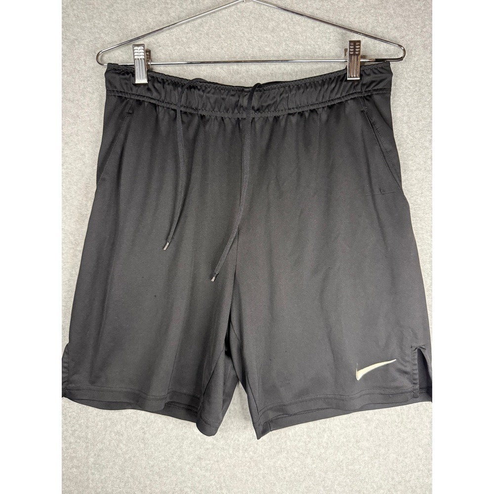 Nike Dri-FIT Mens Black Athletic Training Shorts Size Medium Gold Swoosh